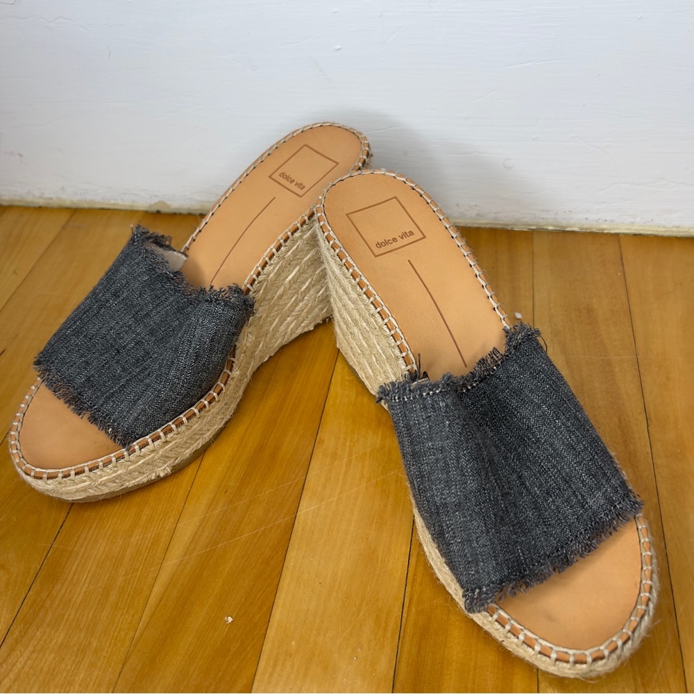 Dolce Vita Size 8.5 Gray Espadrille Wedges